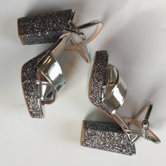 Betsey Johnson Shoes - Betsey Johnson Blue glitter platform sandals